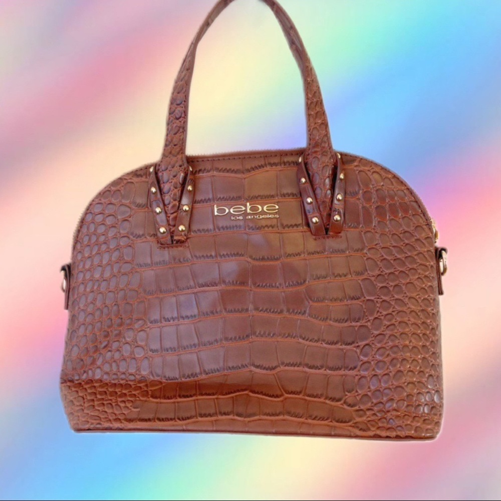 Brand New 2000s Bebe Brown Crocodile Skin Purse